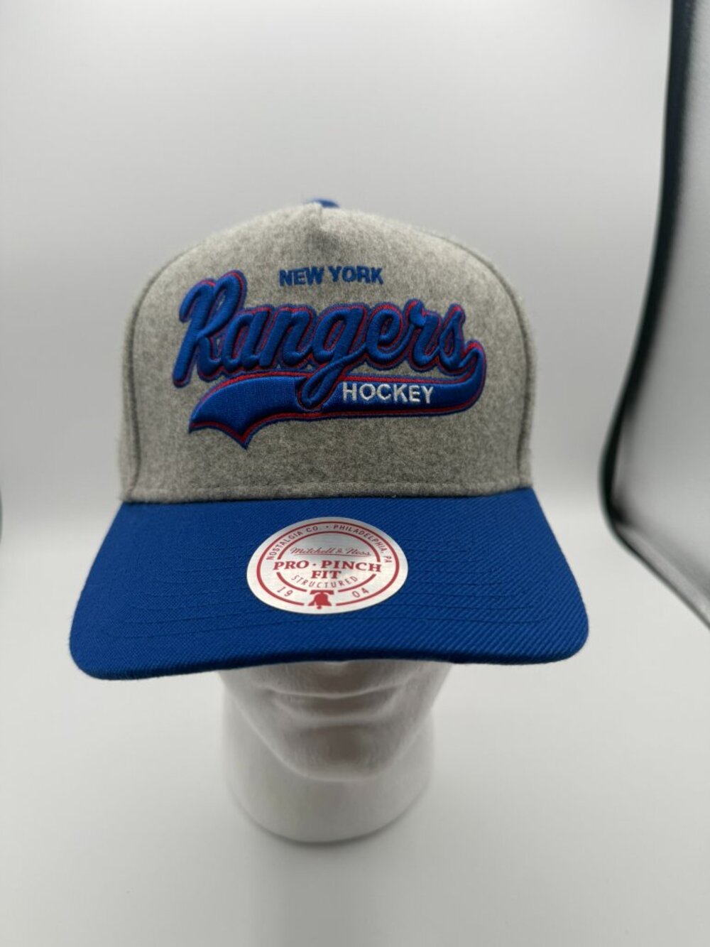 Mitchell & Ness Grey New York Rangers Tailsweep Pro Vintage Snapback Wool NEW!